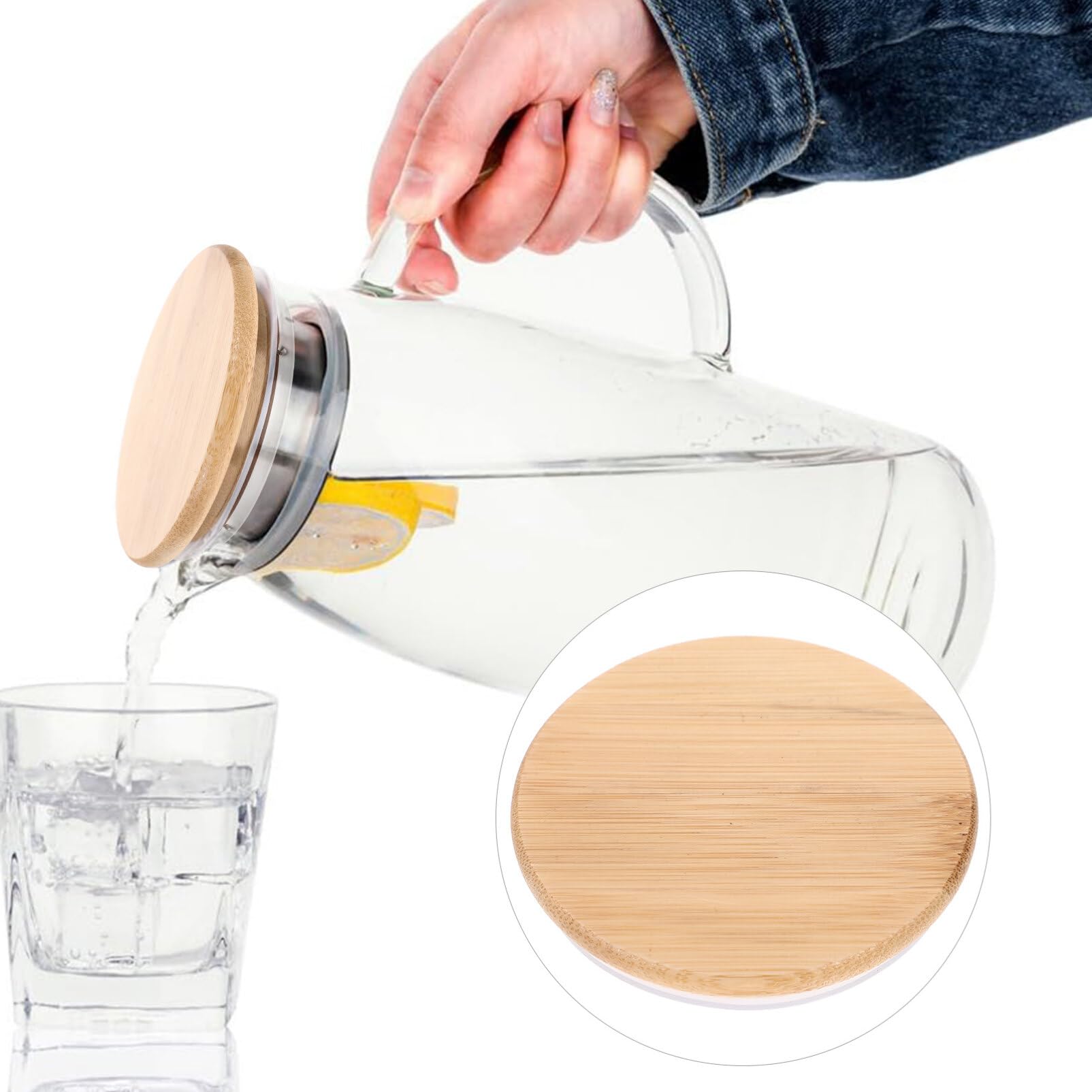Amazon.com: Bamboo Wooden Water Pitcher Lid Replacement Cover for
